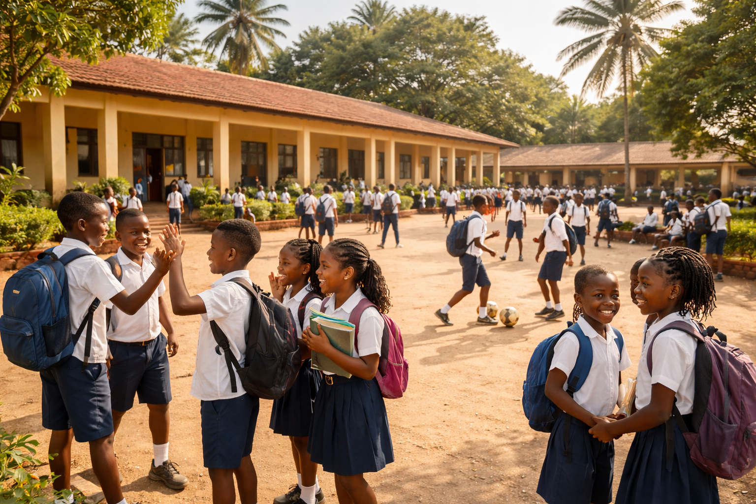 Illustration cour d’école en contexte africain